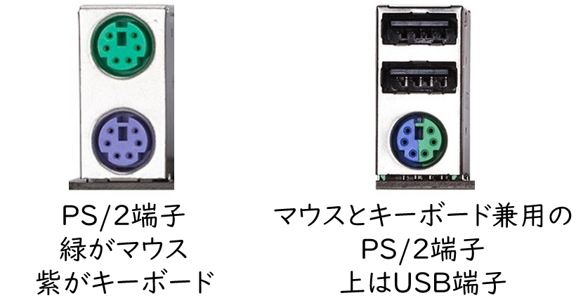 PS/2端子とUSB端子の画像